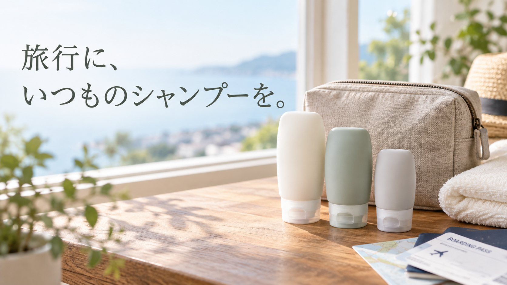 旅行ポーチと3本のシリコントラベルボトルのオリジナルアイキャッチ